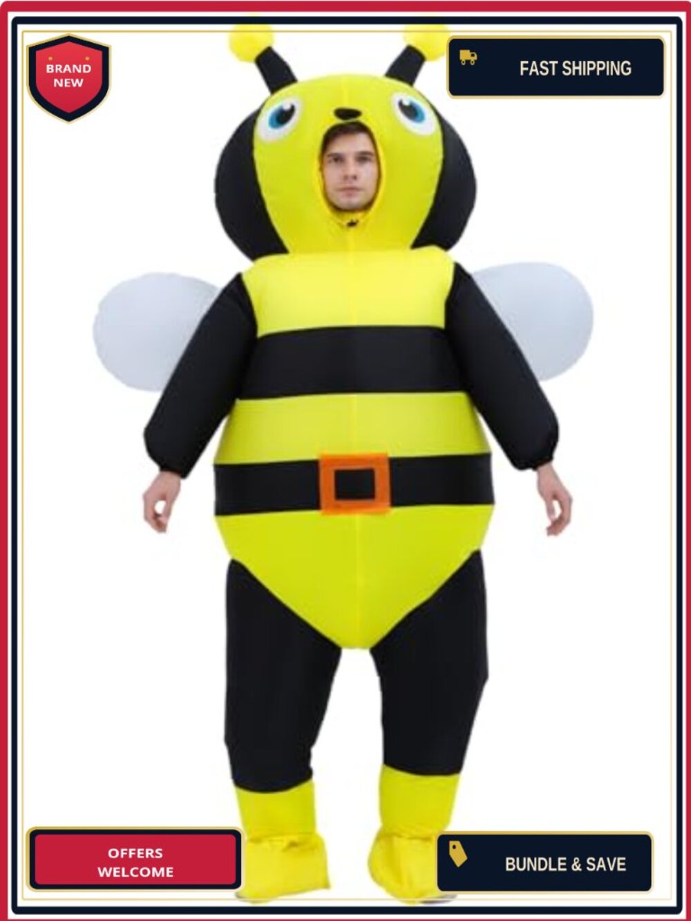 Adult Inflatable Bee Costume Blow Up Halloween Party Fancy Dress